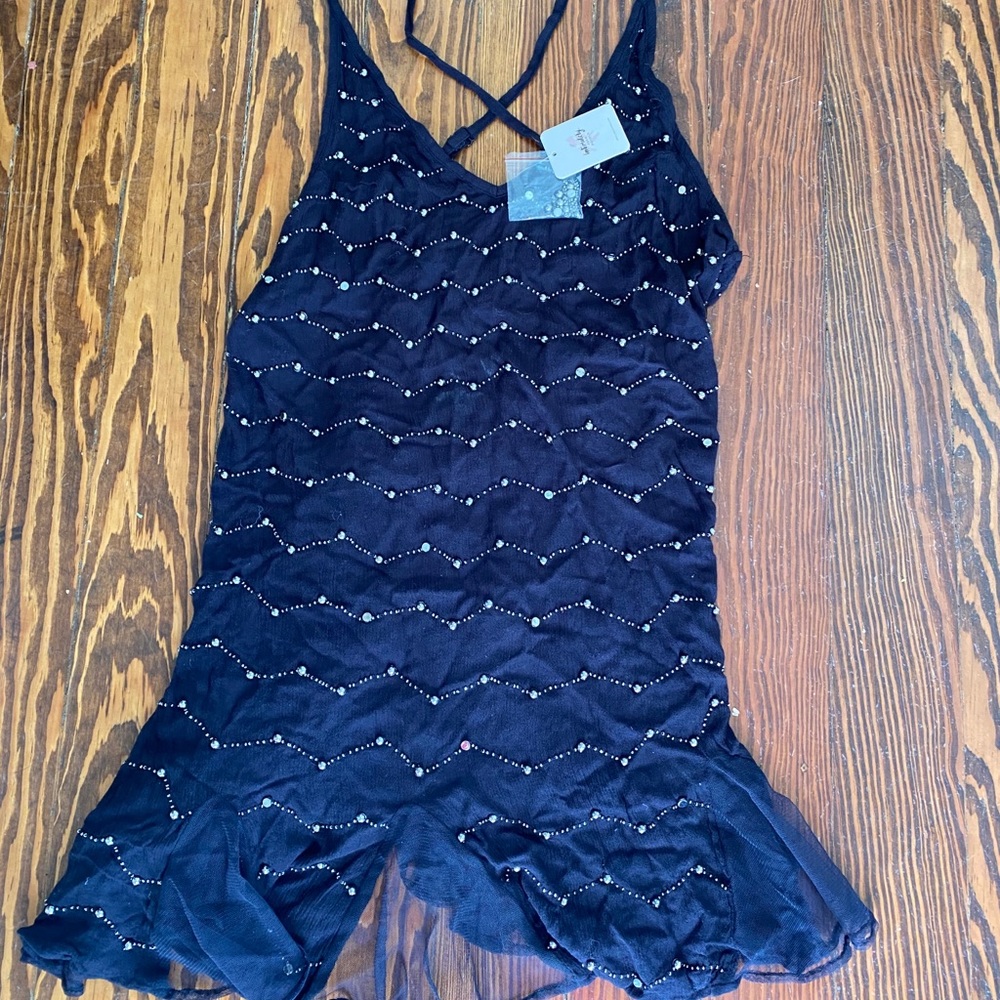 NWT black free people beaded slip/dress/tunic